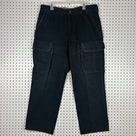 Duluth Trading Black Cargo Pants 38x32 Distressed Worn Streetwear Skater Canvas - Picture 1 of 7